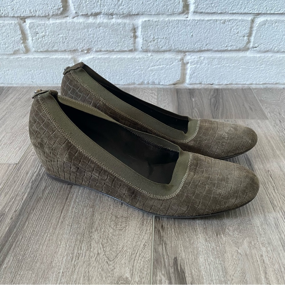 Stuart Weitzman Green Leather Wedge Heels Shoes Women’s Size 9 N